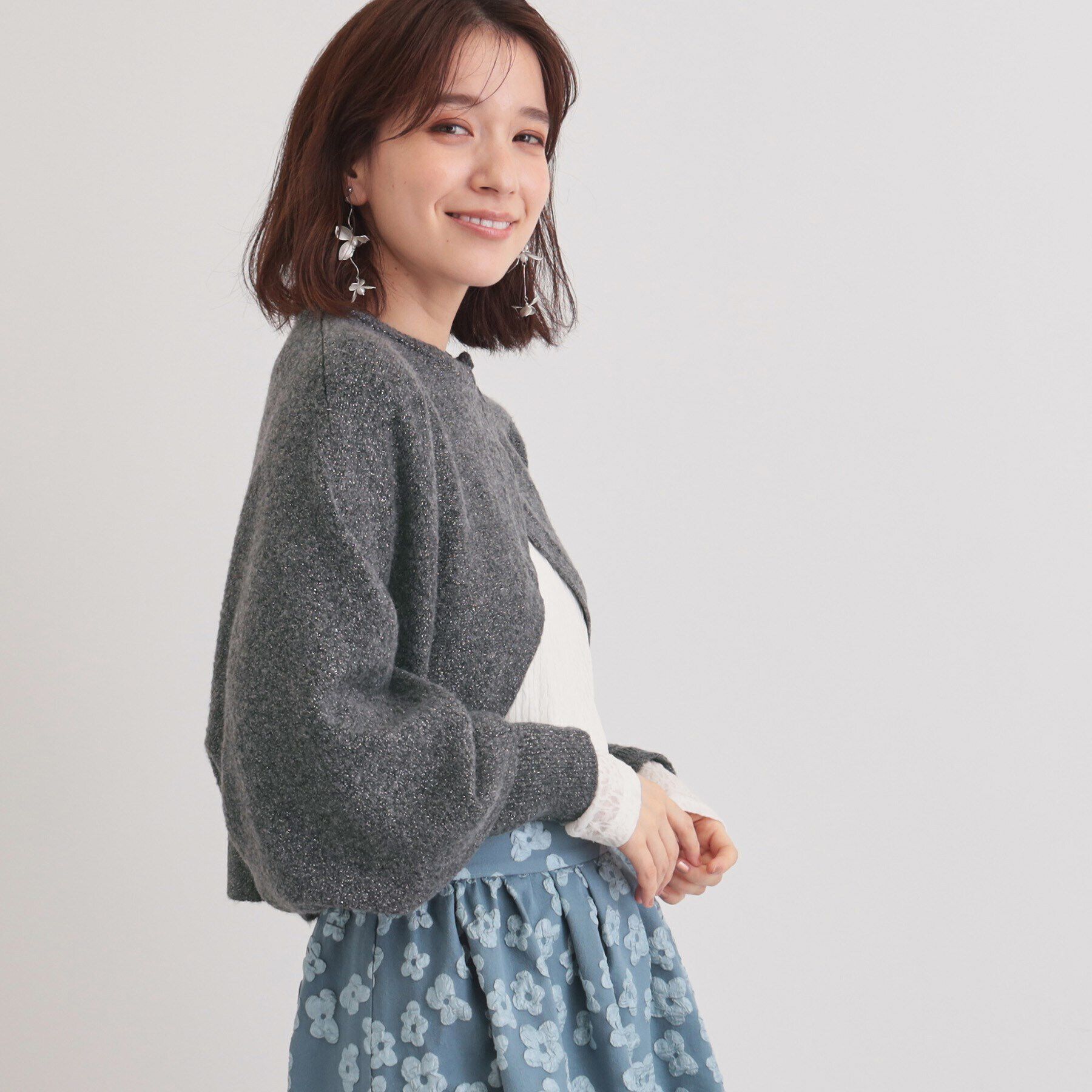 SunaUna「【チャイナパーツ／ラメ入り】ニットボレロ」|カーディガン|