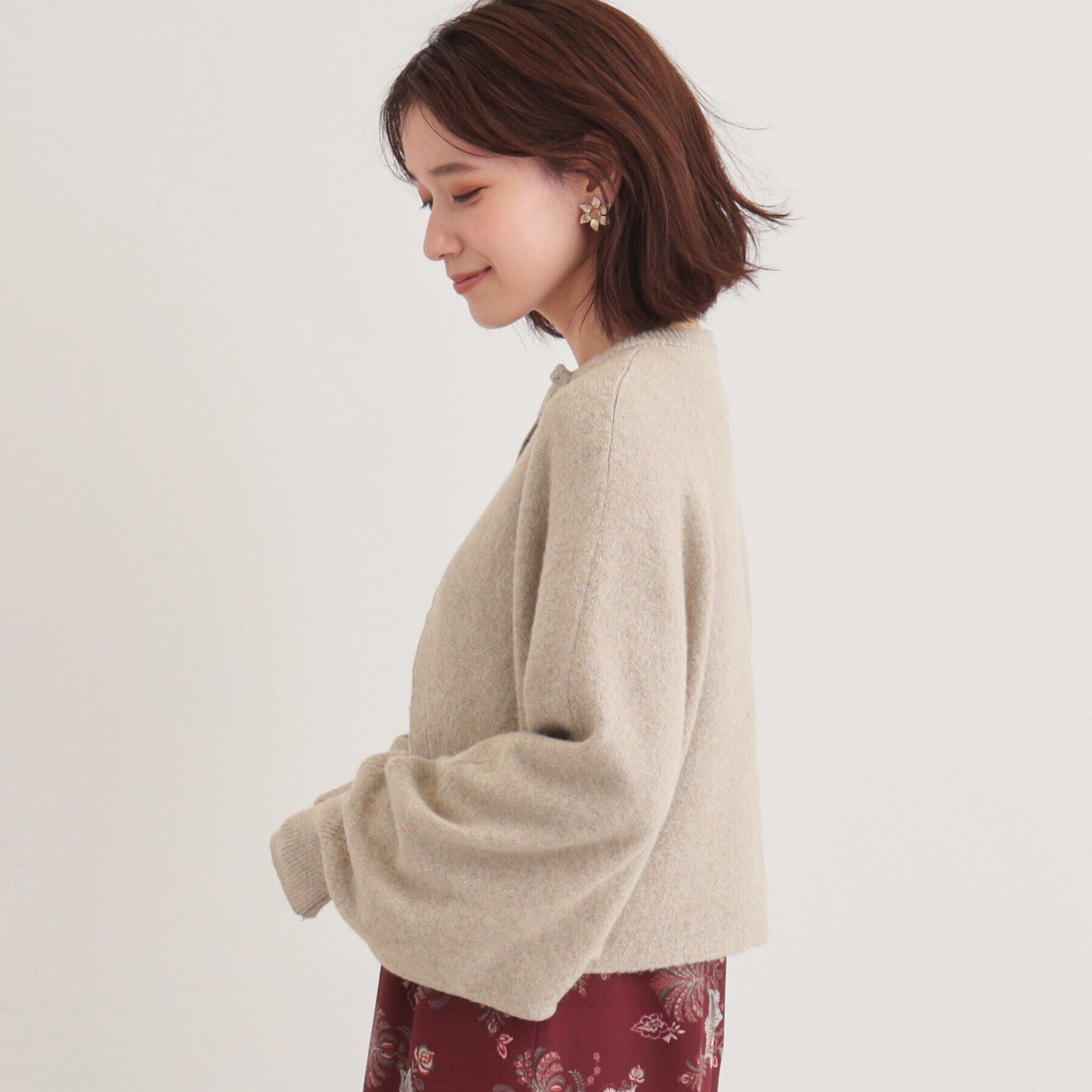 SunaUna「【チャイナパーツ／ラメ入り】ニットボレロ」|カーディガン|