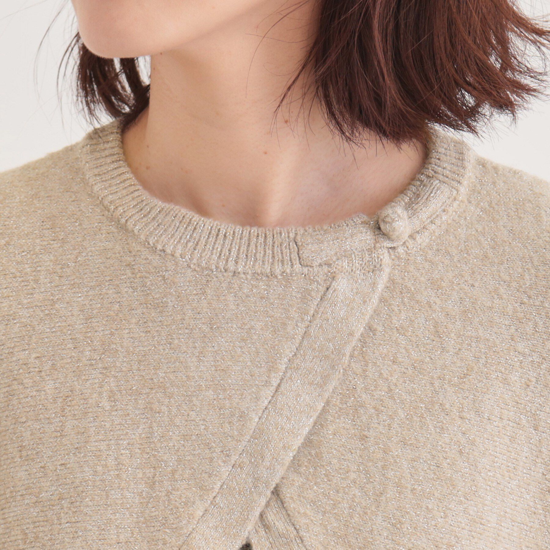 SunaUna「【チャイナパーツ／ラメ入り】ニットボレロ」|カーディガン|