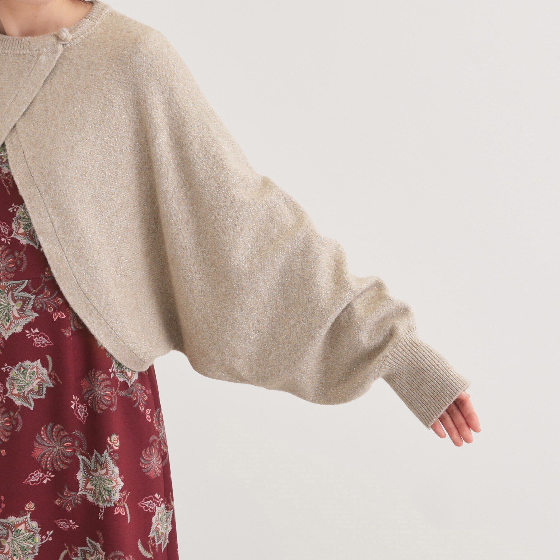 SunaUna「【チャイナパーツ／ラメ入り】ニットボレロ」|カーディガン|