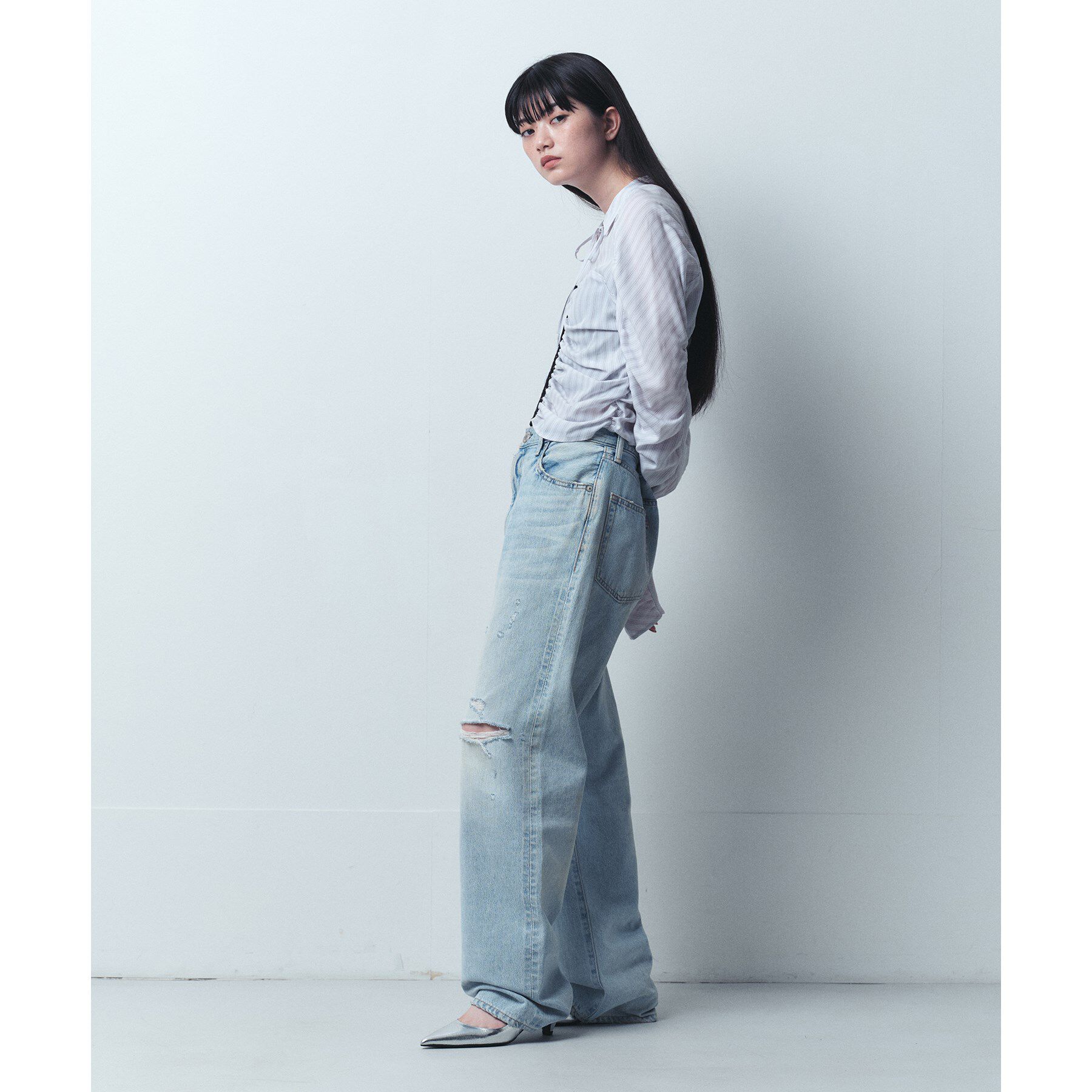 CODE A「Lyocell stripe blouse」|シャツ・ブラウス|