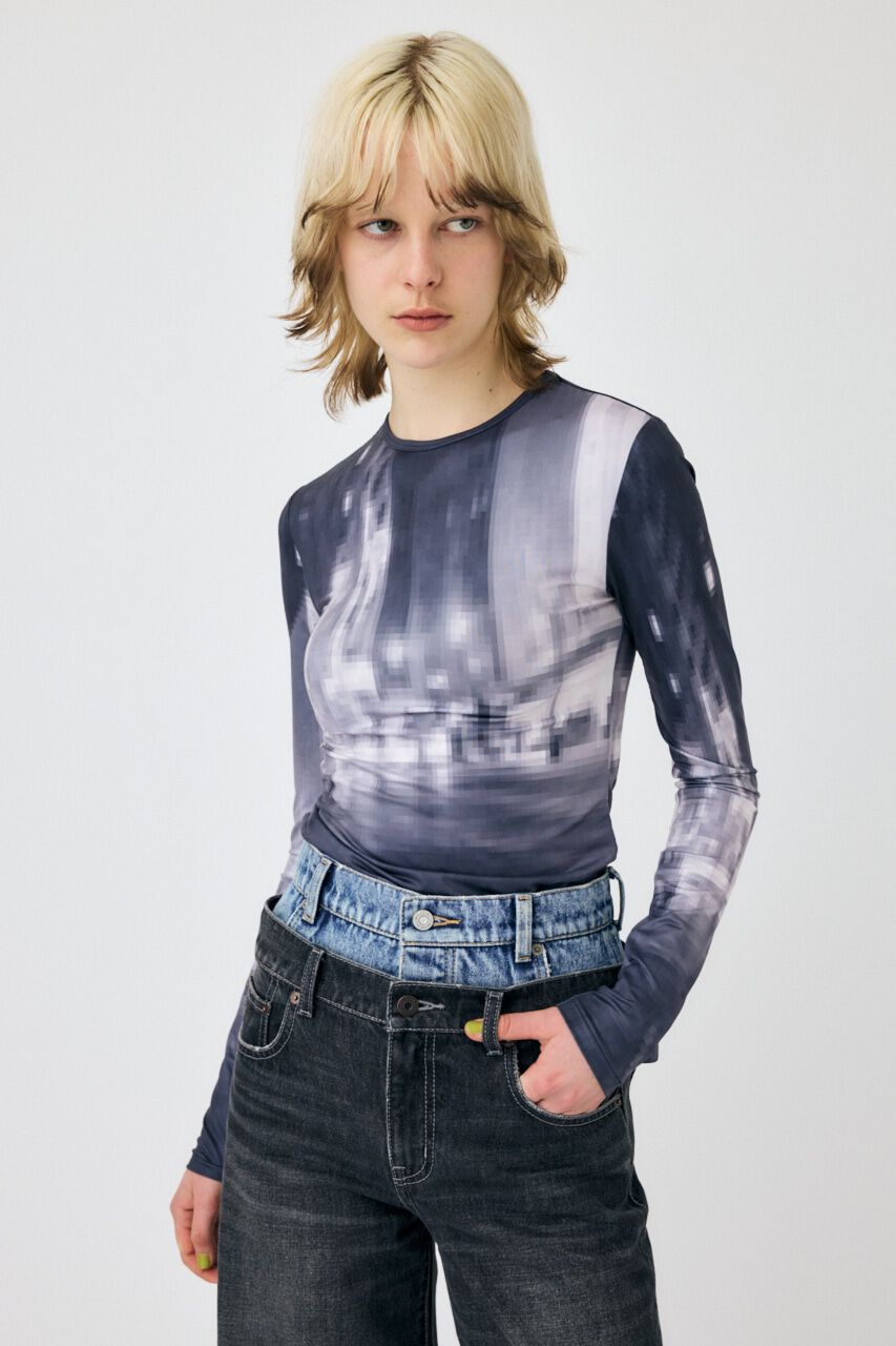 MOUSSY「CITY LIGHTS PIXEL LS Tシャツ」|Tシャツ・カットソー|