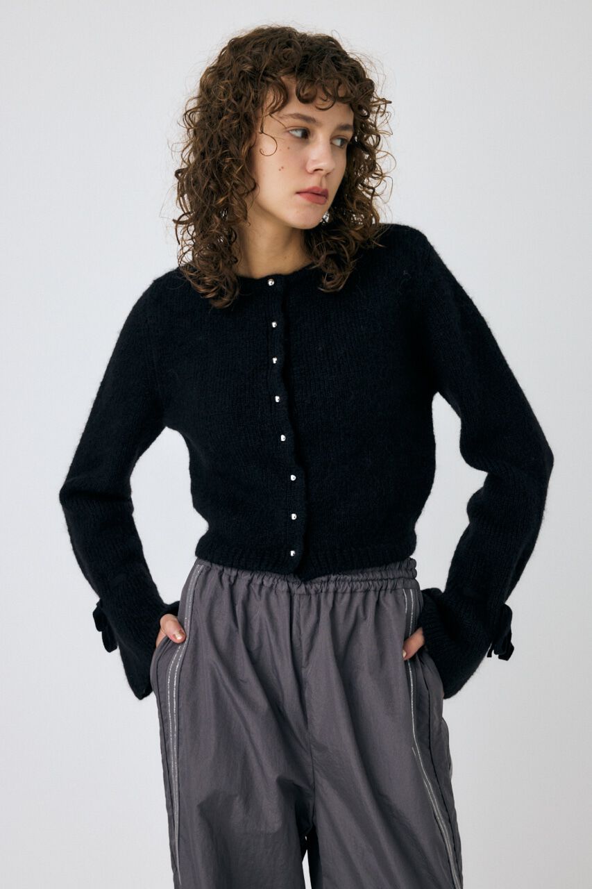 MOUSSY「F/PEARL BUTTON カーディガン」|カーディガン|BLK