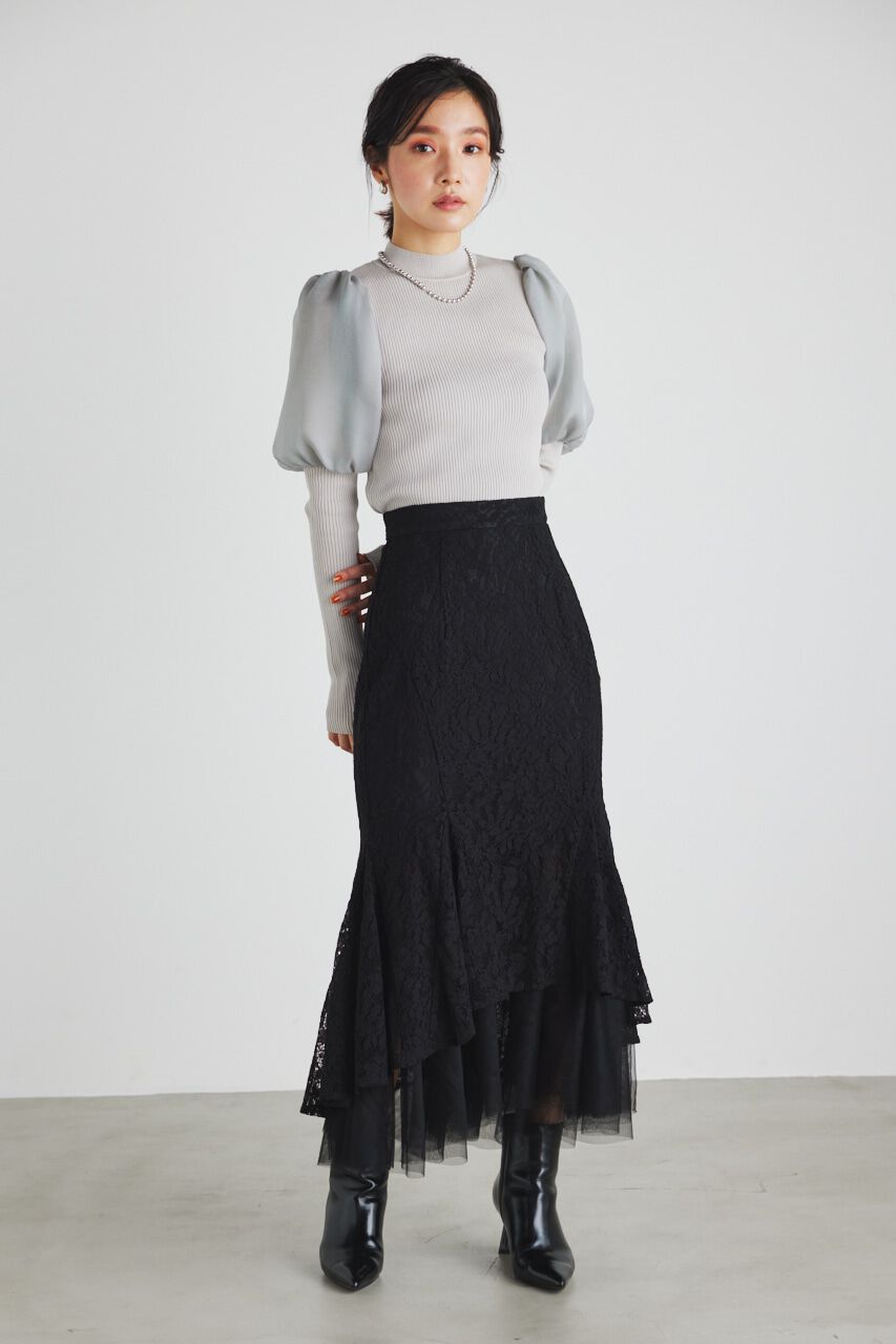 rienda「バックテールレースドッキングマーメイドSK」|スカート|BLK