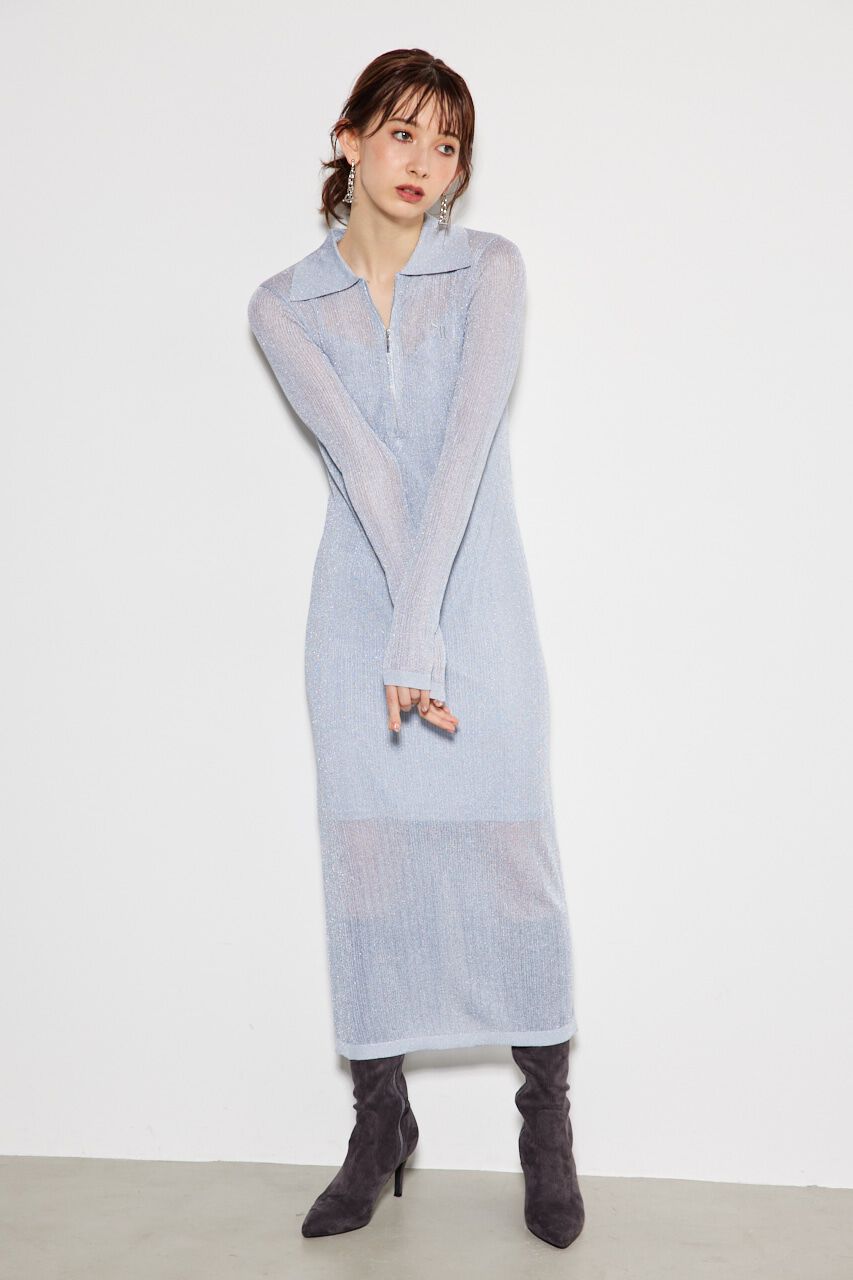 rienda「フロントジップSR Knit OP」|ワンピース|