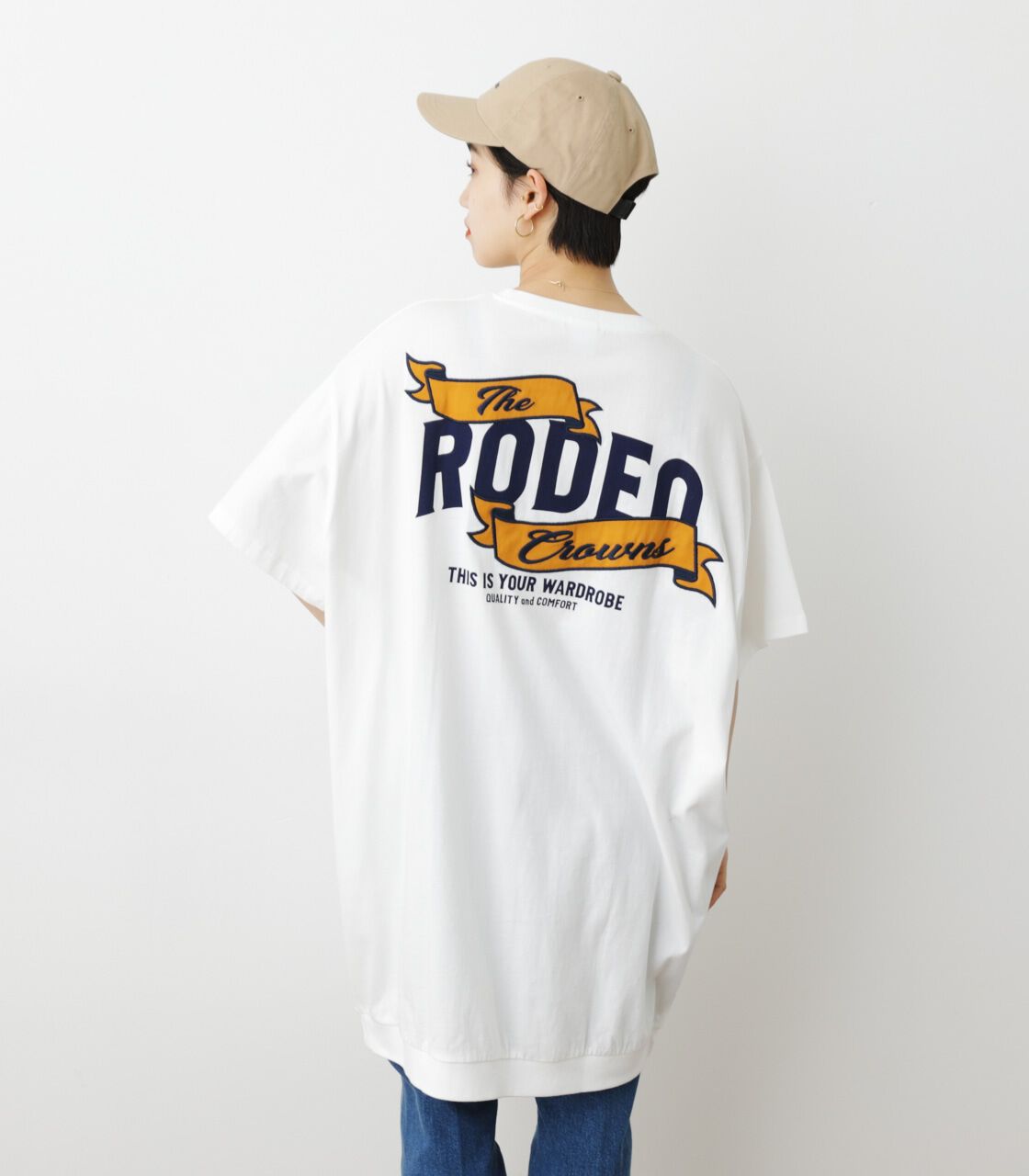 RODEO CROWNS「リボンロゴTシャツワンピース」|ワンピース|O/WHT1