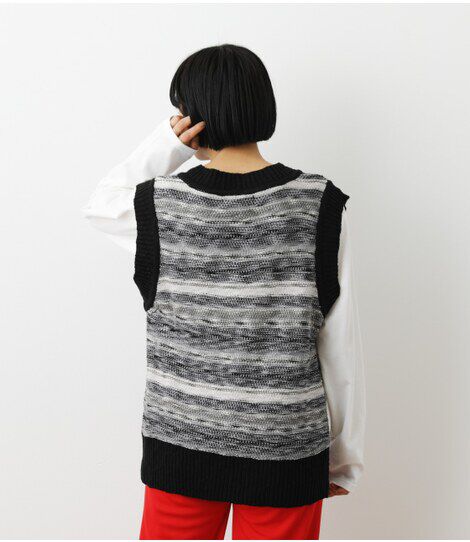 RODEO CROWNS「（WEB限定）ランダムボーダーニットベスト」|ダウンベスト・ベスト|