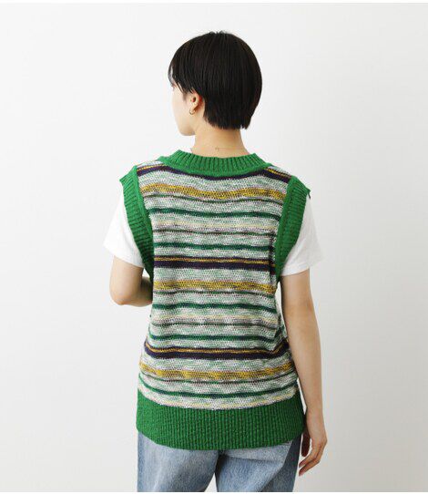 RODEO CROWNS「（WEB限定）ランダムボーダーニットベスト」|ダウンベスト・ベスト|