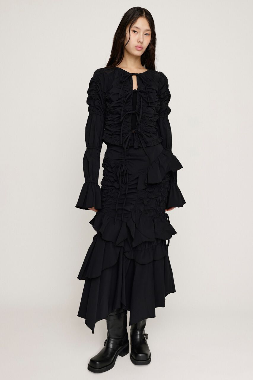 SLY「FRONT RIBBON GATHER ブラウス」|シャツ・ブラウス|