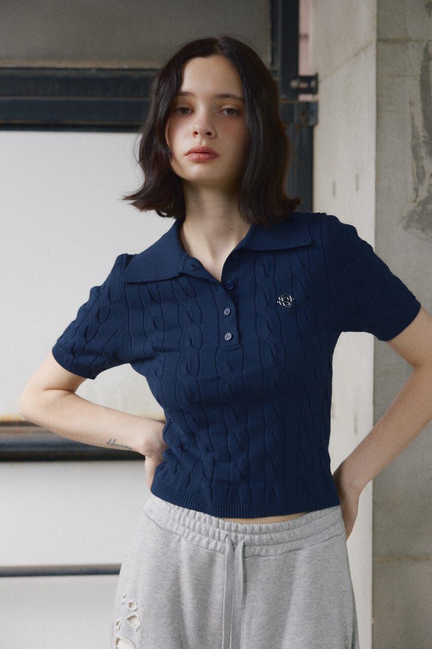 SLY「CABLE POLO KNIT トップス」|ニット・セーター|