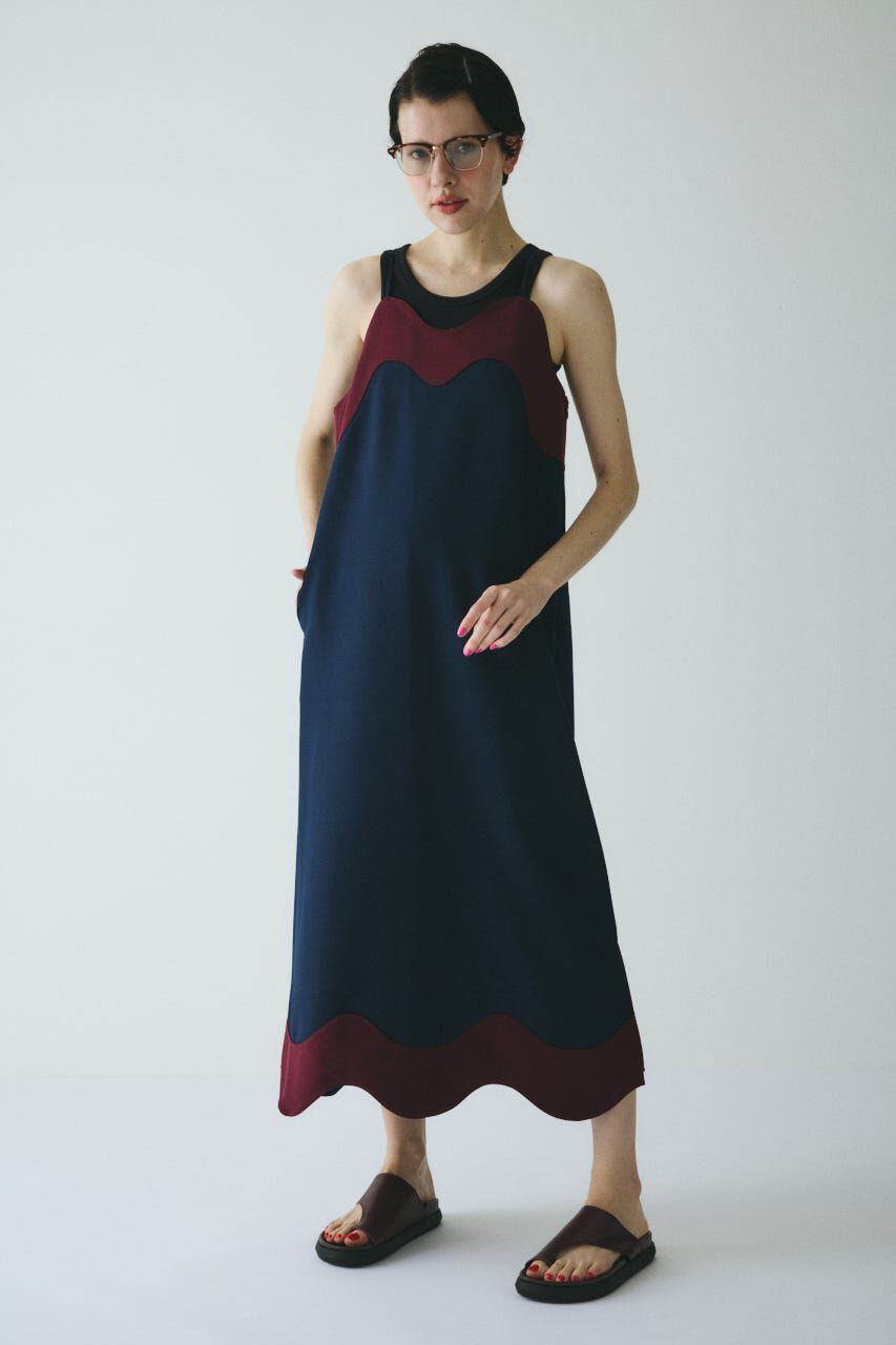HeRIN.CYE「Wave  pencil cami one piece」|ワンピース|柄NVY5