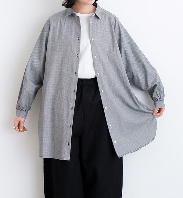 休日と詩「サンシャインロングシャツ」|シャツ・ブラウス|ギンガムチェック