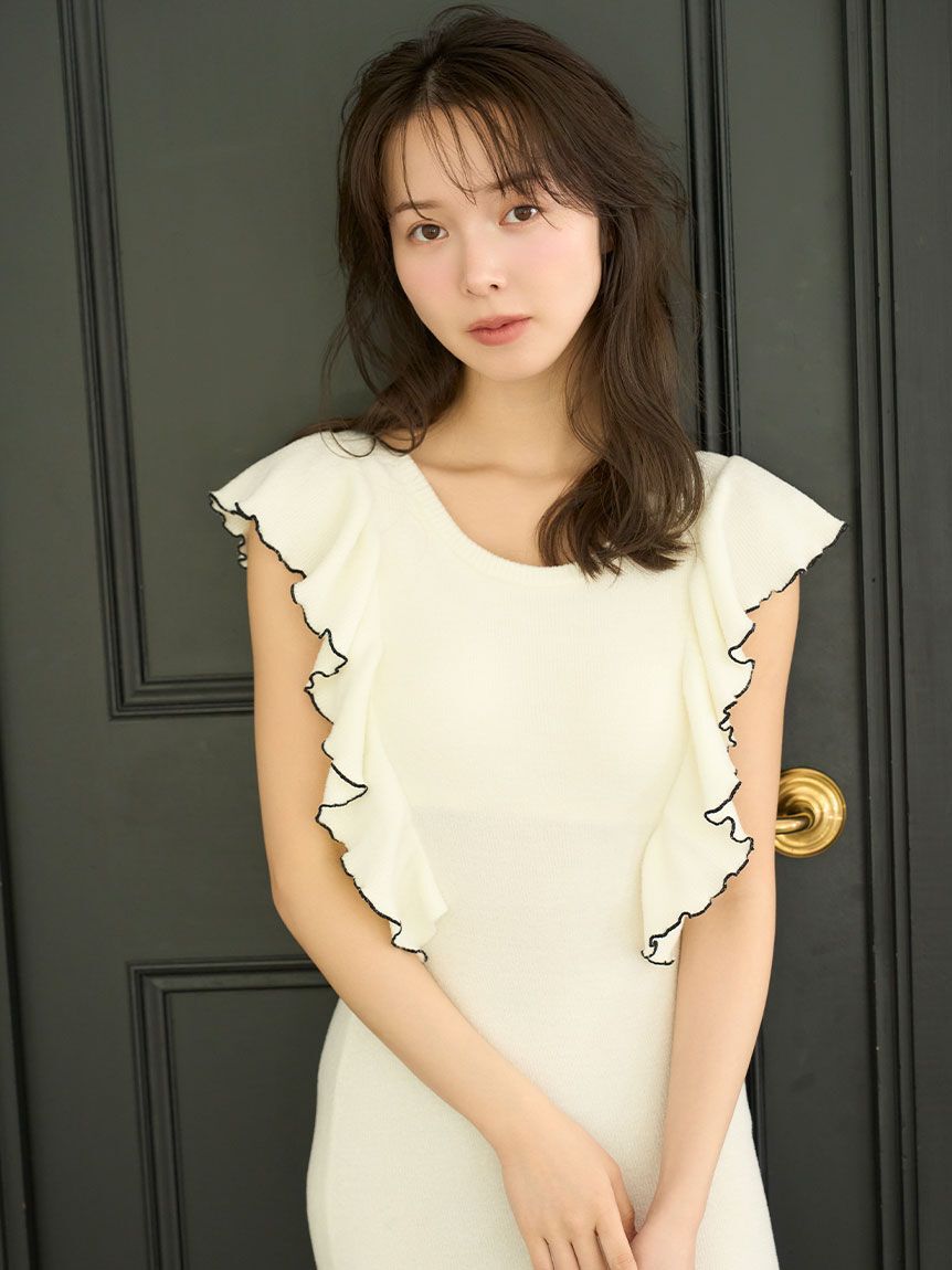 SNIDEL HOME「フリルニットワンピース」|ルームウェア|