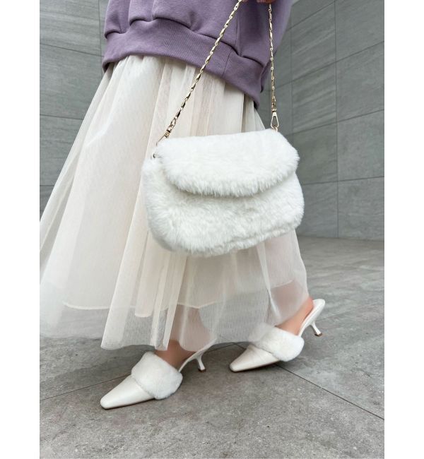 RESEXXY「コンパクトファーバッグ」|ショルダー・メッセンジャー|ホワイト