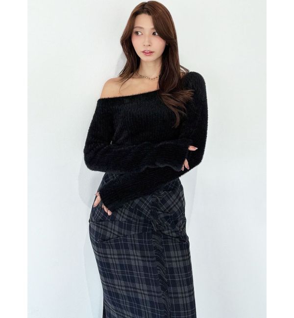 RESEXXY「ミニシャギーワンショルニットトップス」|ニット・セーター|