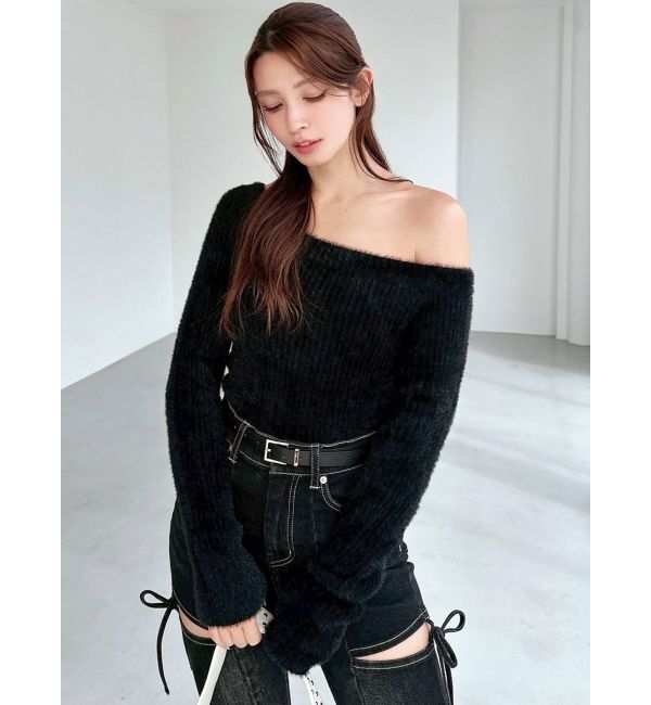 RESEXXY「ミニシャギーワンショルニットトップス」|ニット・セーター|