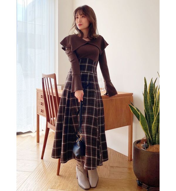 dazzlin「ビッグカラーチェックコルセットワンピース」|ワンピース|