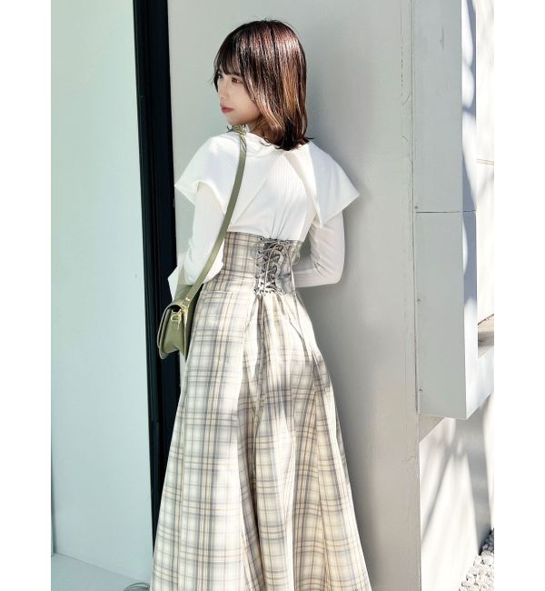 dazzlin「ビッグカラーチェックコルセットワンピース」|ワンピース|