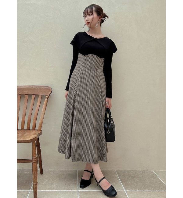 dazzlin「ビッグカラーチェックコルセットワンピース」|ワンピース|