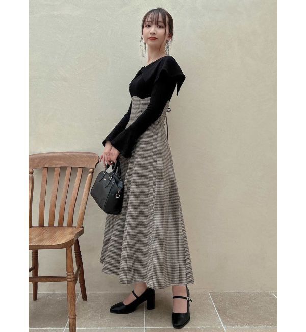 dazzlin「ビッグカラーチェックコルセットワンピース」|ワンピース|