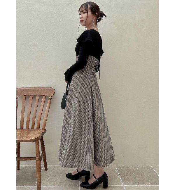 dazzlin「ビッグカラーチェックコルセットワンピース」|ワンピース|