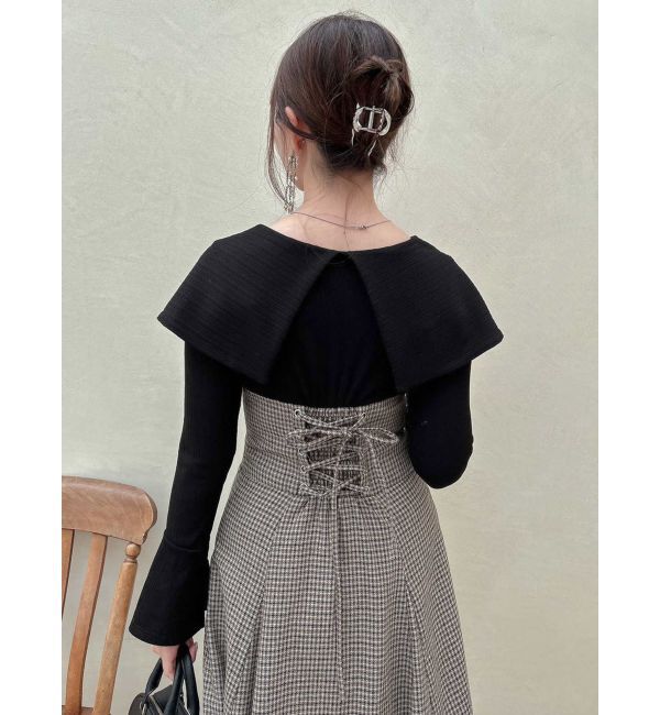 dazzlin「ビッグカラーチェックコルセットワンピース」|ワンピース|