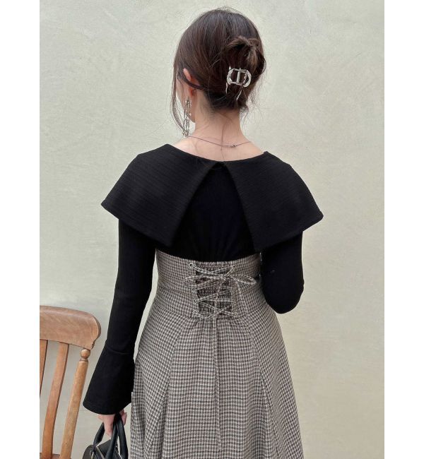 dazzlin「ビッグカラーチェックコルセットワンピース」|ワンピース|