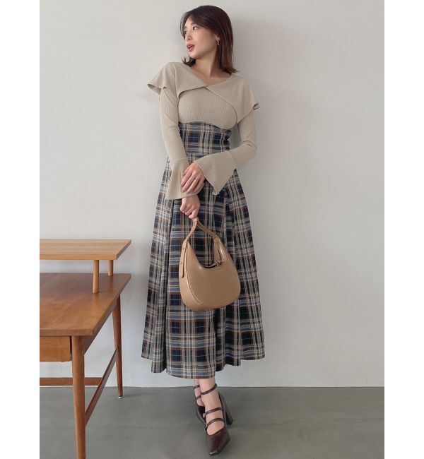 dazzlin「ビッグカラーチェックコルセットワンピース」|ワンピース|