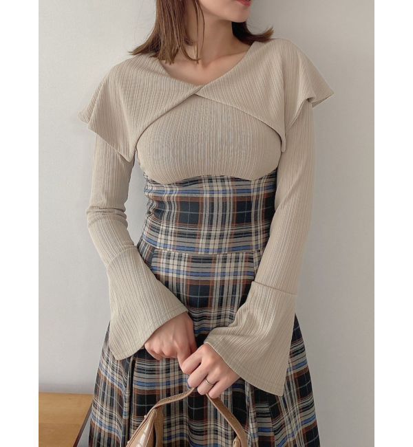 dazzlin「ビッグカラーチェックコルセットワンピース」|ワンピース|