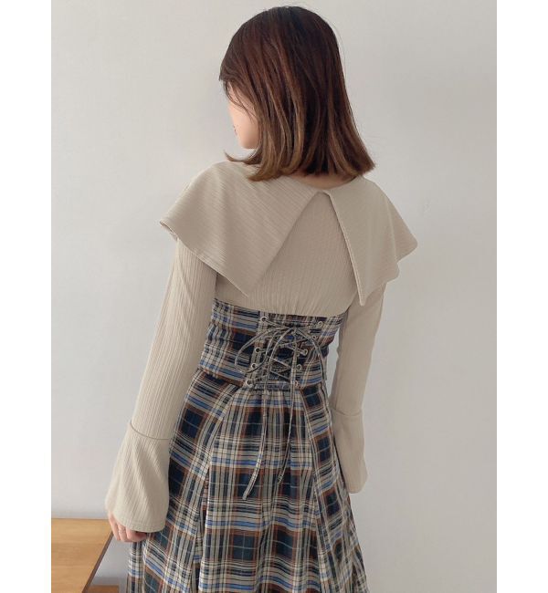 dazzlin「ビッグカラーチェックコルセットワンピース」|ワンピース|