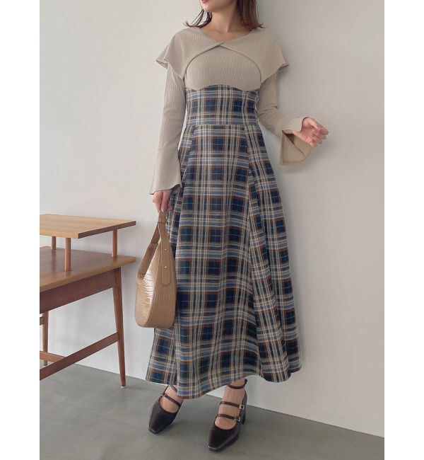 dazzlin「ビッグカラーチェックコルセットワンピース」|ワンピース|