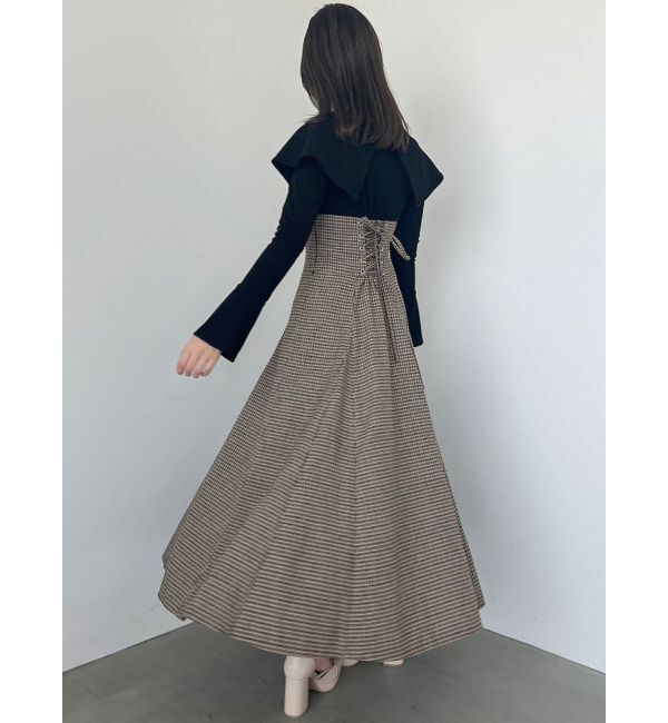 dazzlin「ビッグカラーチェックコルセットワンピース」|ワンピース|