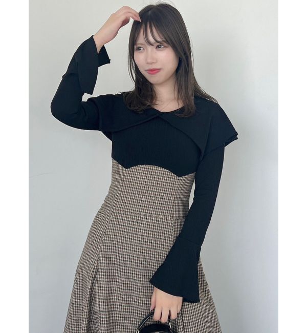 dazzlin「ビッグカラーチェックコルセットワンピース」|ワンピース|