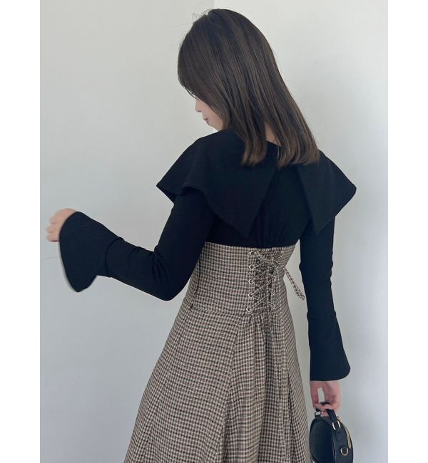 dazzlin「ビッグカラーチェックコルセットワンピース」|ワンピース|