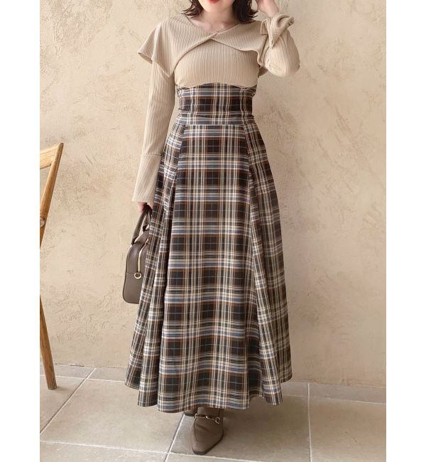 dazzlin「ビッグカラーチェックコルセットワンピース」|ワンピース|