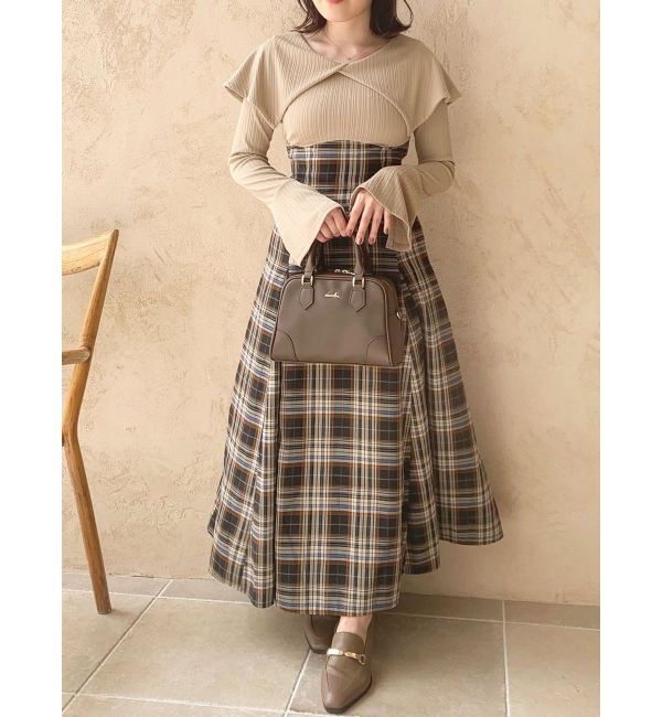 dazzlin「ビッグカラーチェックコルセットワンピース」|ワンピース|