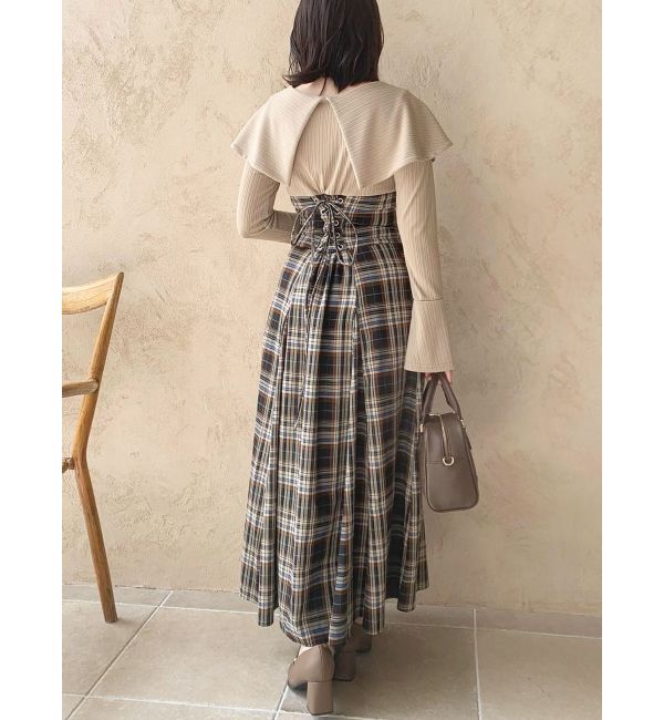 dazzlin「ビッグカラーチェックコルセットワンピース」|ワンピース|