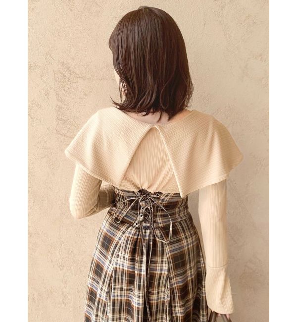 dazzlin「ビッグカラーチェックコルセットワンピース」|ワンピース|