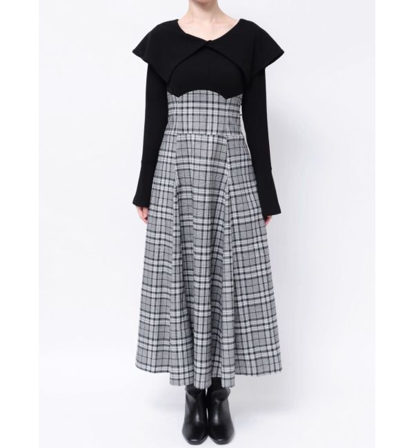 dazzlin「ビッグカラーチェックコルセットワンピース」|ワンピース|