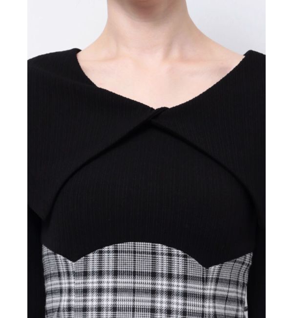 dazzlin「ビッグカラーチェックコルセットワンピース」|ワンピース|