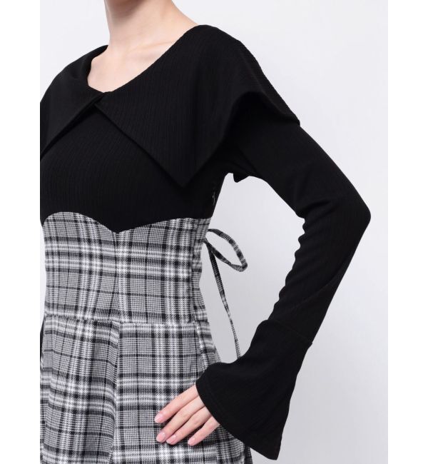 dazzlin「ビッグカラーチェックコルセットワンピース」|ワンピース|