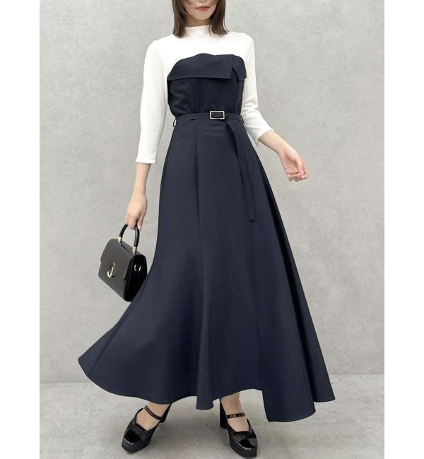 dazzlin「折り返しベアドッキングワンピース」|ワンピース|ネイビー