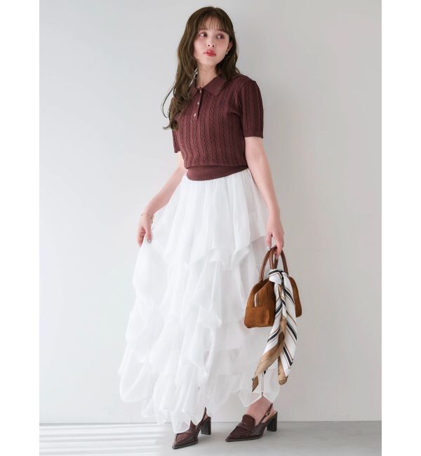 dazzlin「ダブルカラーケーブルレイヤードニット」|ニット・セーター|