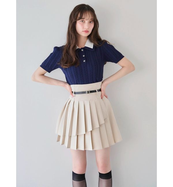 dazzlin「ダブルカラーケーブルレイヤードニット」|ニット・セーター|