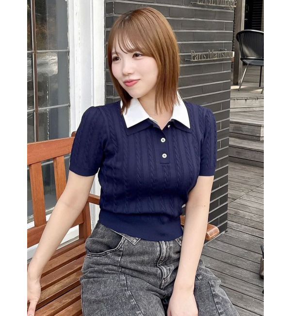 dazzlin「ダブルカラーケーブルレイヤードニット」|ニット・セーター|