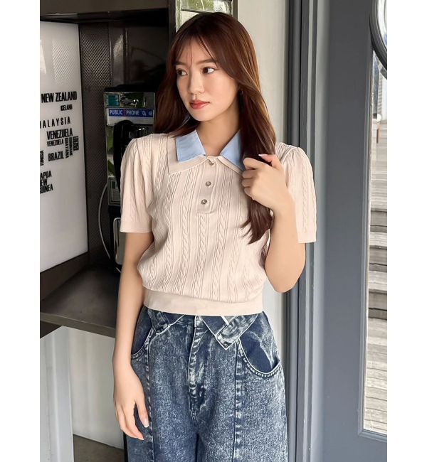 dazzlin「ダブルカラーケーブルレイヤードニット」|ニット・セーター|