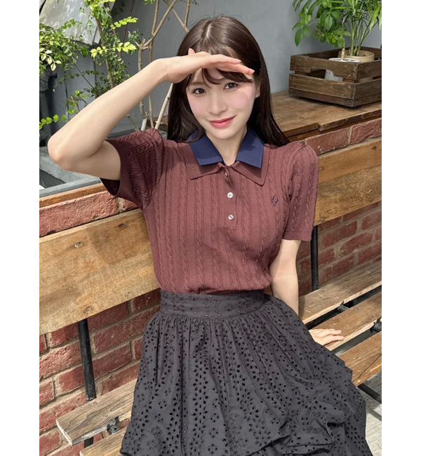 dazzlin「ダブルカラーケーブルレイヤードニット」|ニット・セーター|