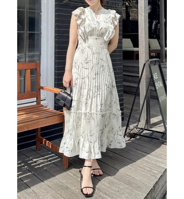 dazzlin「【新色登場】パイピングフラワープリーツワンピース」|ワンピース|