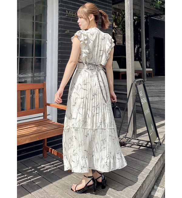 dazzlin「【新色登場】パイピングフラワープリーツワンピース」|ワンピース|