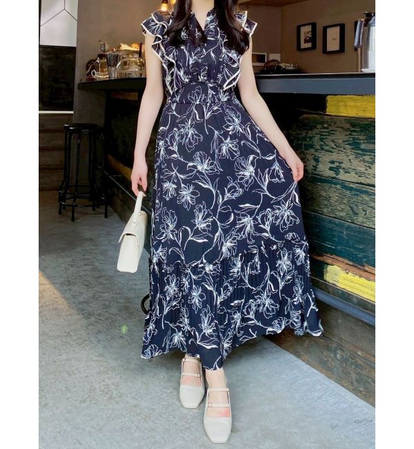 dazzlin「【新色登場】パイピングフラワープリーツワンピース」|ワンピース|